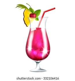 Vector illustration of a summer cocktail on a transparent background
