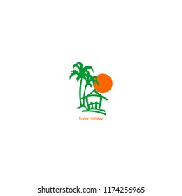 Vector illustration of summer coconut tree logo template