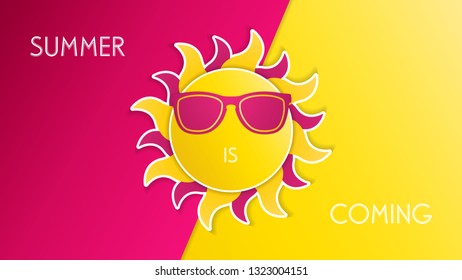 Vector illustration of summer is coming conceptual background in minimal style