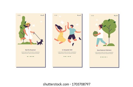 Sommerkonzept der Vektorillustration für Website oder mobile App-Seite auf dem Bildschirm. Menschen, die ihre Freizeit in einem Park genießen und entspannen