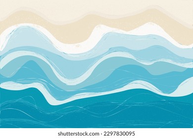 vector illustration of a summer day for the background of summer time and summer vibes, the background of a tropical beach. sand and waves