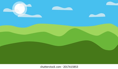 Vector illustration of summer day sky in a flat simple style, background for banners, posters and postcards