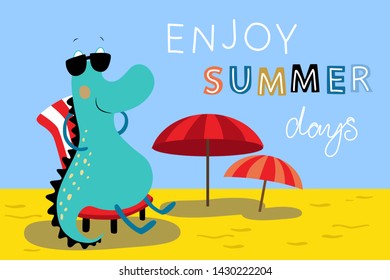 Vector illustration summer days on the beach
