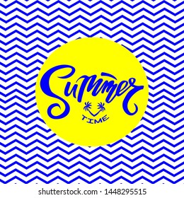 Vector illustration with summer design and brush lettering. Design element for summer concept and other use.