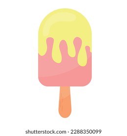 Vector illustration of summer dessert delicious ice cream isolated on white background. Eskimo on a stick.