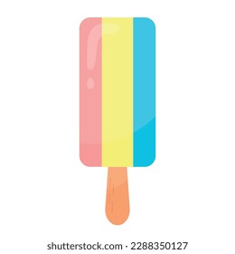 Vector illustration of summer dessert delicious ice cream isolated on white background. Eskimo on a stick.