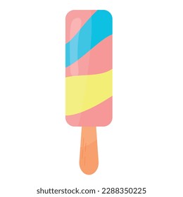 Vector illustration of summer dessert delicious ice cream isolated on white background. Eskimo on a stick.