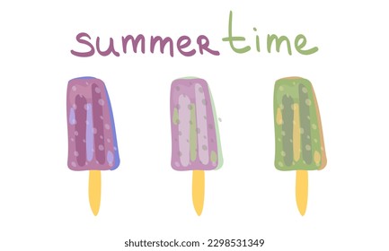 Vector illustration of summer dessert delicious ice cream isolated on white background.