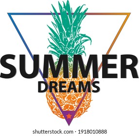 Vector illustration summer dream pineappel on a white background.