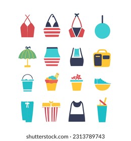 vector illustration of summer equipment icon at the beach