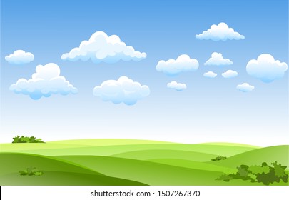 Vector Illustration Beautiful Fields Landscape Dawn Stock Vector 