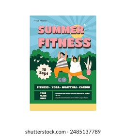 Vector Illustration of Summer Fitness Flyer Poster