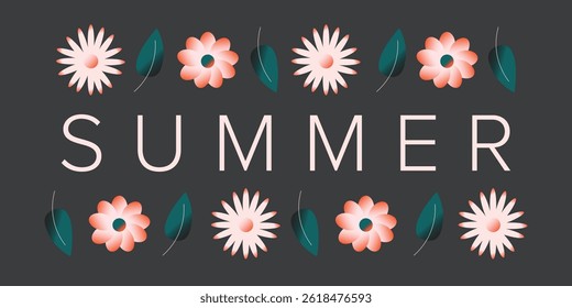 Vector illustration. Summer flowers background, cover, postcard. Modern design. Floral background, spring-summer.