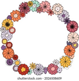 Vektorgrafik von Sommerblumen. Botanische Doodle