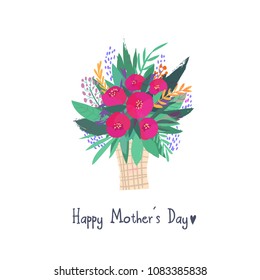 Vector illustration. Summer, flowers, bright. Used for birthday cards Happy March 8, Mother's Day
