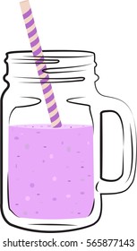 Vector illustration of summer fresh smoothies in mason jar. Summer smoothies with grapes. Detox water and drinks.