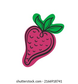 Vector illustration summer fruit red strawberry one line with abstract filling