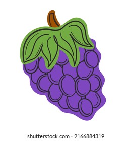 Ilustración vectorial uva violeta de la fruta de verano una línea con llenado abstracto