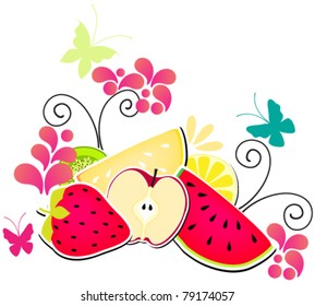 Vector illustration of summer fruits