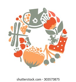 Vector illustration of summer garden elements.