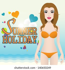Vector illustration of summer girl