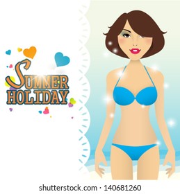 Vector illustration of summer girl
