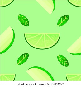 Vector illustration of summer green fruits.