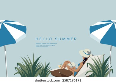 Vector illustration. Summer holiday, background, banner, postcard. Hello summer. Modern design.
