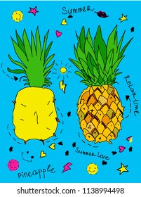 Vector illustration of summer holiday pineapple