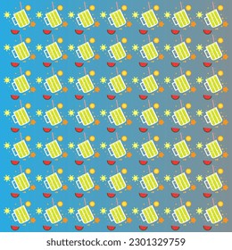 Vector Illustration Summer holiday themes Background with orange watermelon star and a Glass Syrup Pattern Swatch