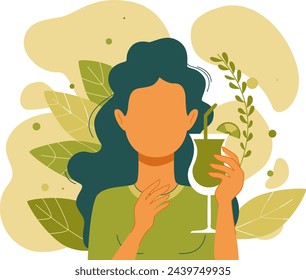 ilustración vectorial, vacaciones de verano, relax, martini, cóctel, retrato de niña joven, bronceado, sin rostro, icono, póster, mujer, flor, dibujos animados, pelo, primavera, dama, bikini, verde, playa, bebé, diseño
