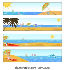 Vector illustration of summer holidays banner set