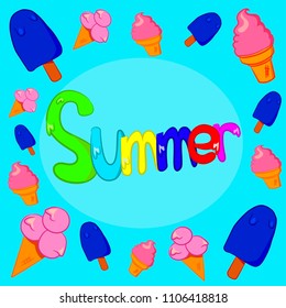 vector illustration of Summer and ice cream
