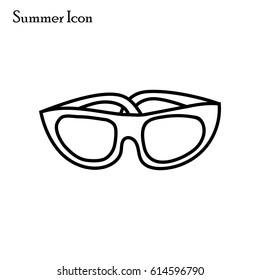 Vector Illustration. Summer Icon, Line. Sun Glasses. Element of summer decoration