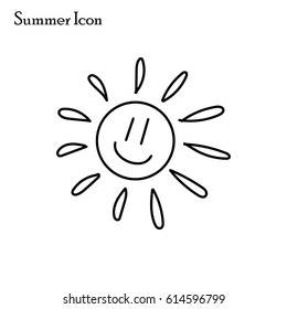 Vector Illustration. Summer Icon, Line. Sun Sign. Element of summer decoration