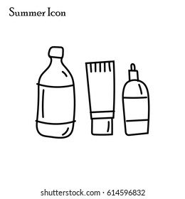 Vector Illustration. Summer Icon, Line. Sun Protection Cream. Element of summer decoration