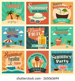 A vector illustration of summer icon sets