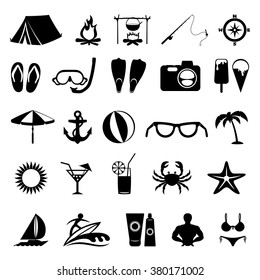 Vector illustration. Summer icons on white background.