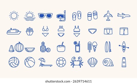 Vector illustration of summer icons set
