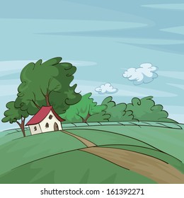 vector illustration of a summer landscape