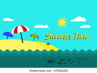 Vector illustration with summer landscape