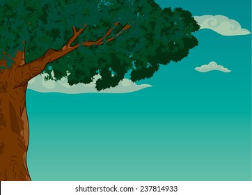 Vector illustration of Summer landscape with trees and foliage