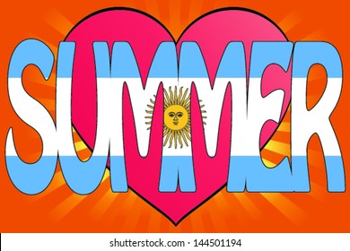 Vector Illustration of Summer Love with the Flag of Argentina