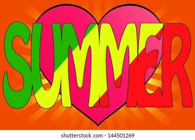 Vector Illustration of Summer Love with the Flag of Congo