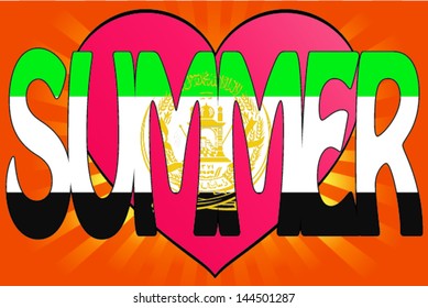 Vector Illustration of Summer Love with the Flag of Afghanistan