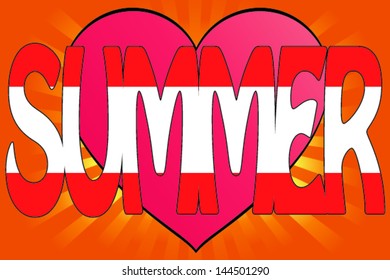 Vector Illustration of Summer Love with the Flag of Austria