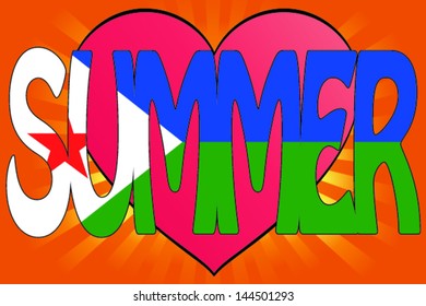 Vector Illustration of Summer Love with the Flag of Djibouti
