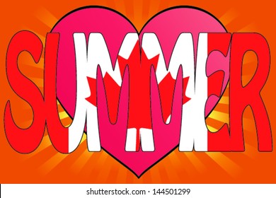 Vector Illustration of Summer Love with the Flag of Canada