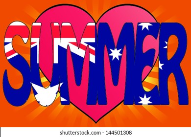 Vector Illustration of Summer Love with the Flag of Australia