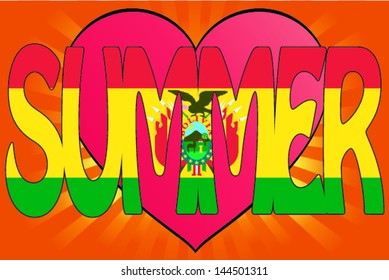 Vector Illustration of Summer Love with the Flag of Bolivia